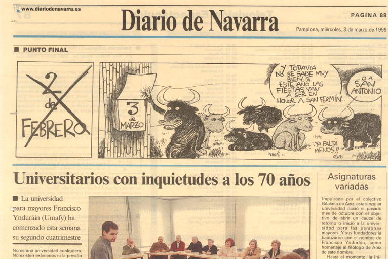 Universitarios con inquietudes a los 70 años. Diario de Navarra. 03/03/1999